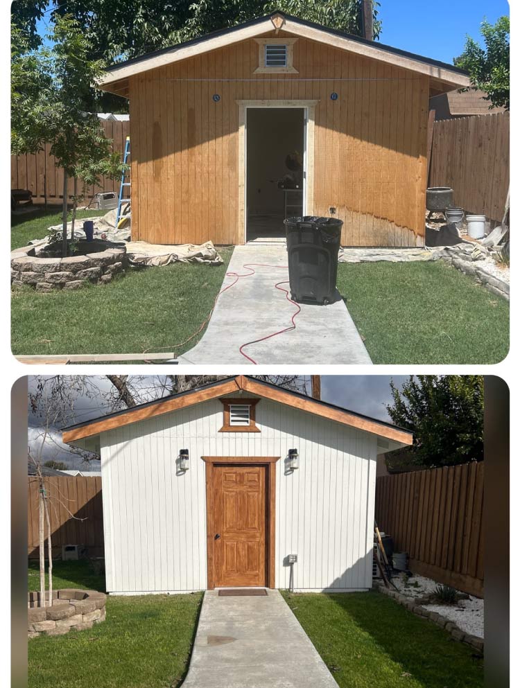 A before-and-after comparison slider demonstrating the dramatic impact of residential exterior painting on a home's curb appeal